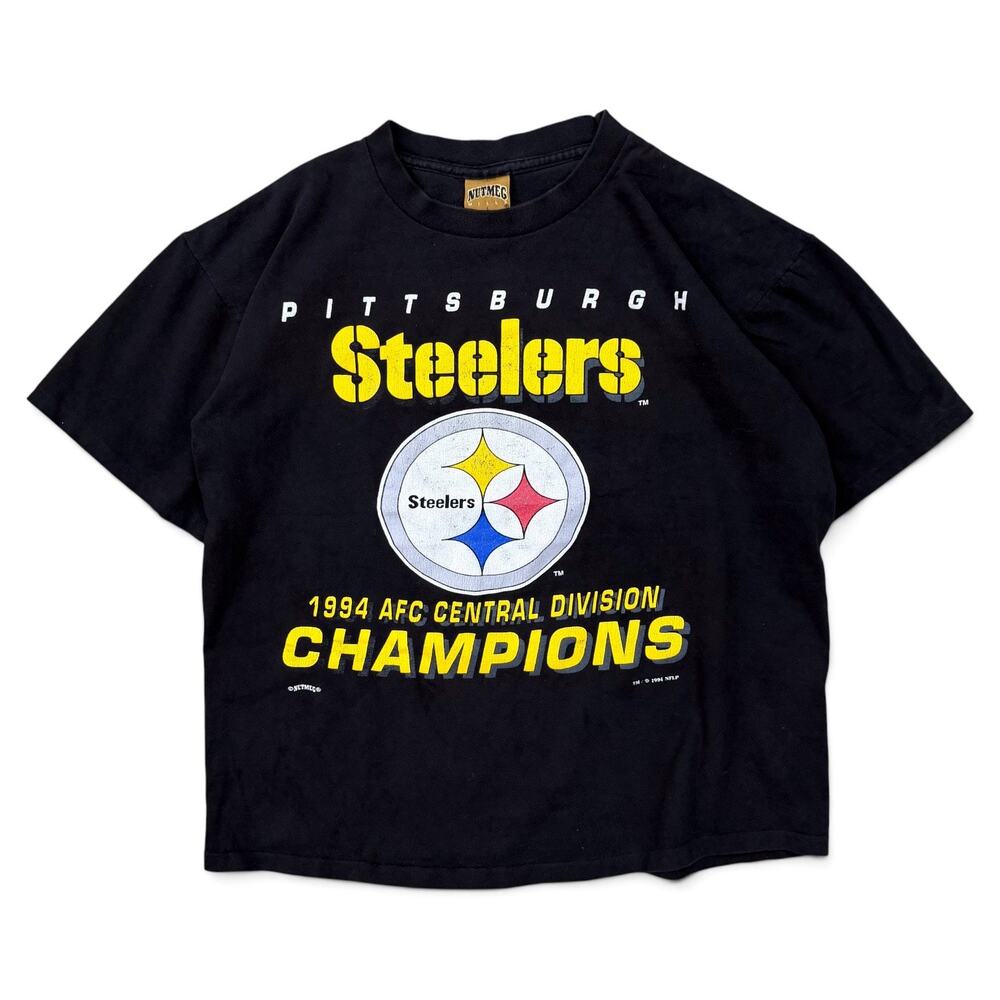 Vintage 1994 Pittsburgh Steelers AFC Central Champions T Shirt Nutmeg Large 90s